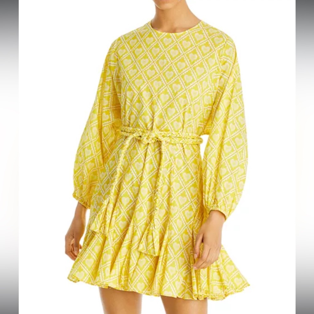 Rhode Ella Mini Dress in Yellow Heart Pattern